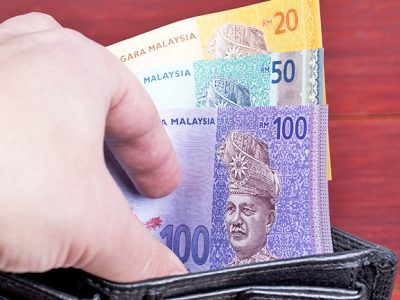 Malaysian money in the black wallet